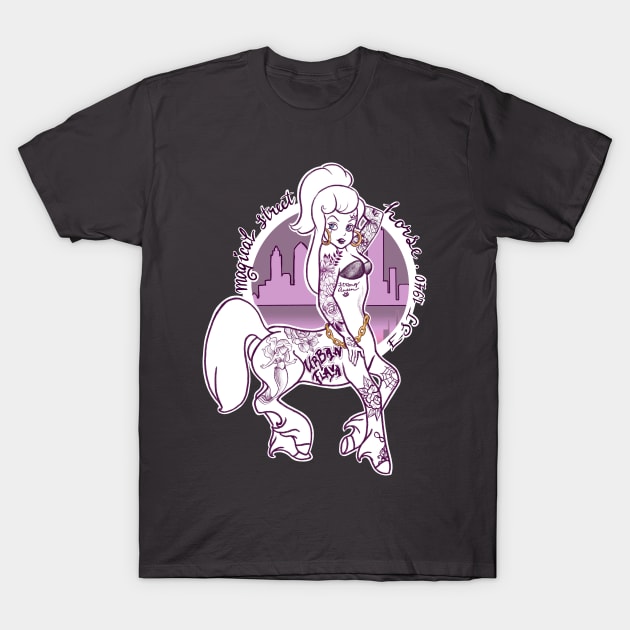 Magical Street Horse, hvite T-Shirt by Huldra Tattoo